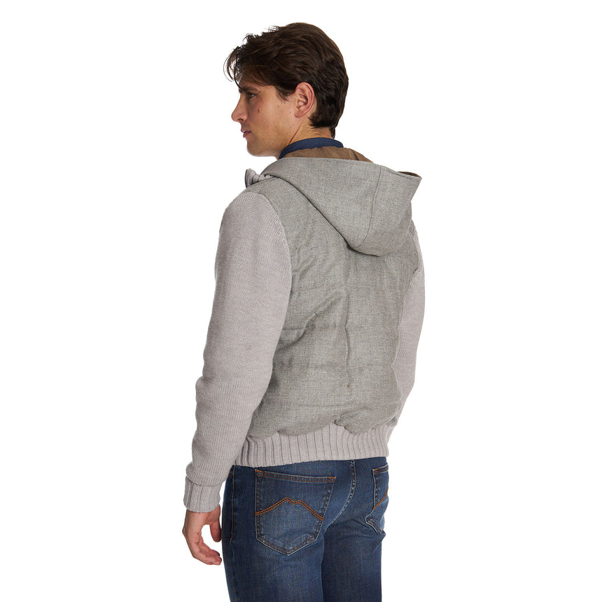 GRAY TRICOT KNITTED BOMBER JACKET