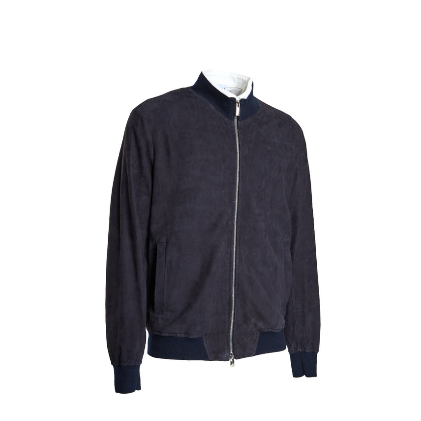 BLUE JACKET IN SUEDE LEATHER
