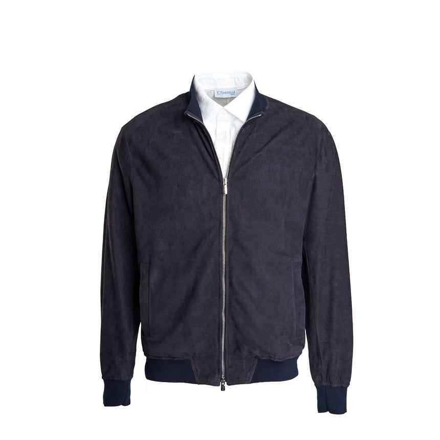 BLUE JACKET IN SUEDE LEATHER