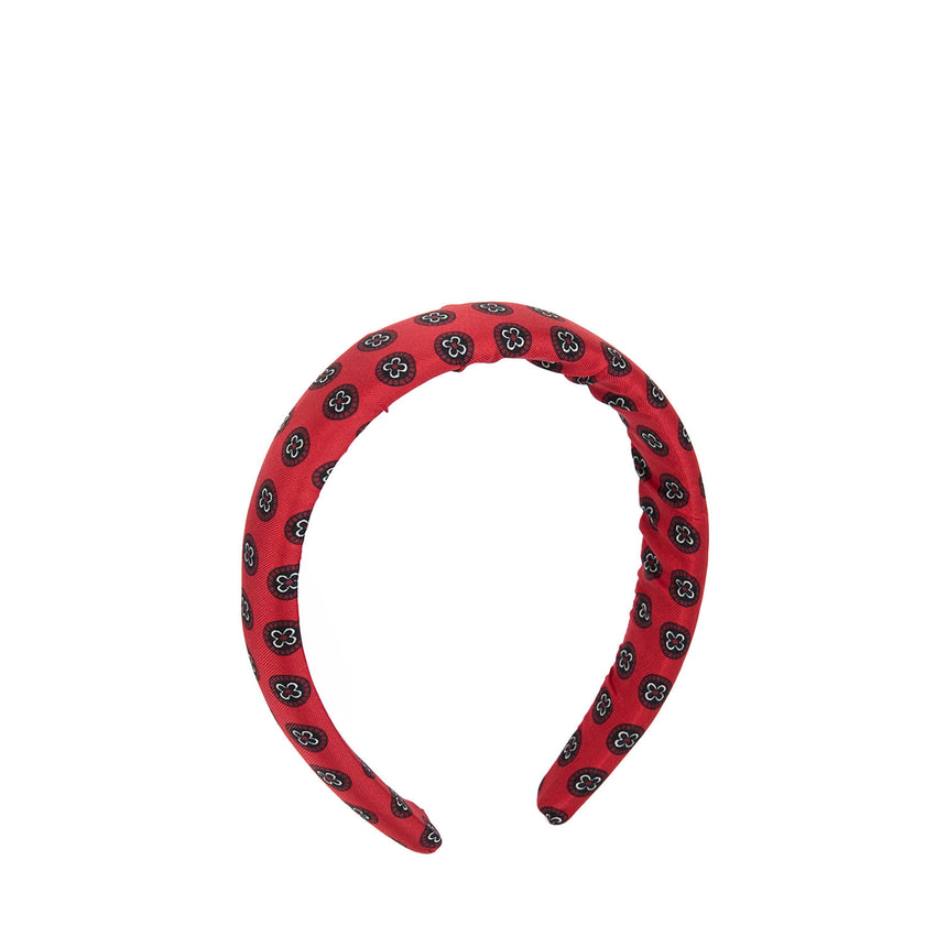BURGUNDY PRINTED SILK HEADBAND