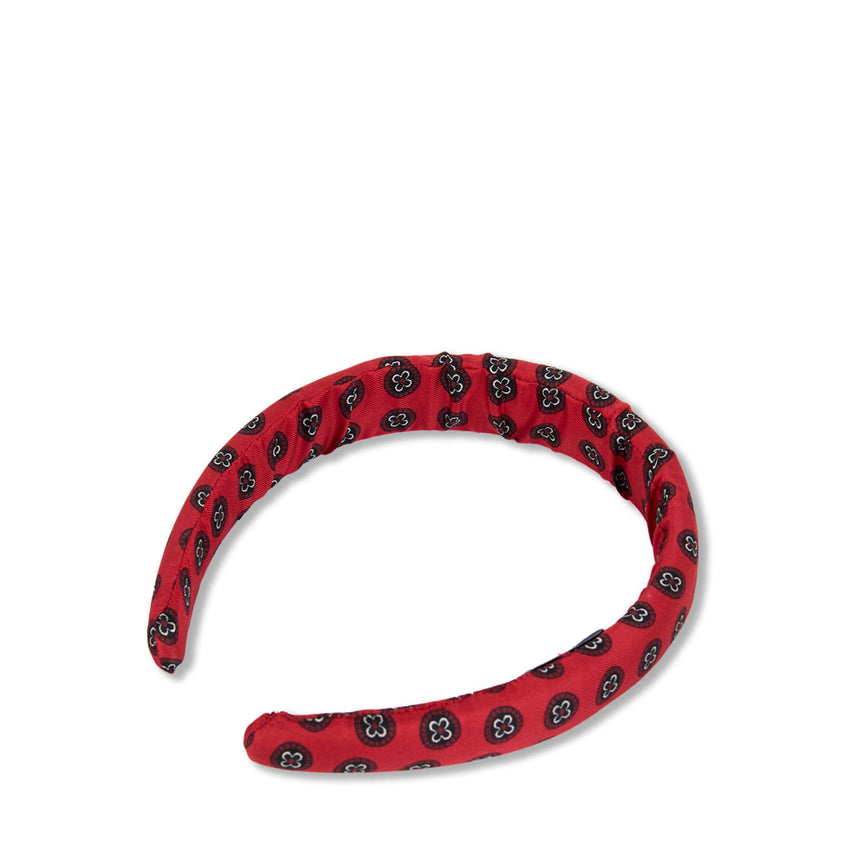 BURGUNDY PRINTED SILK HEADBAND