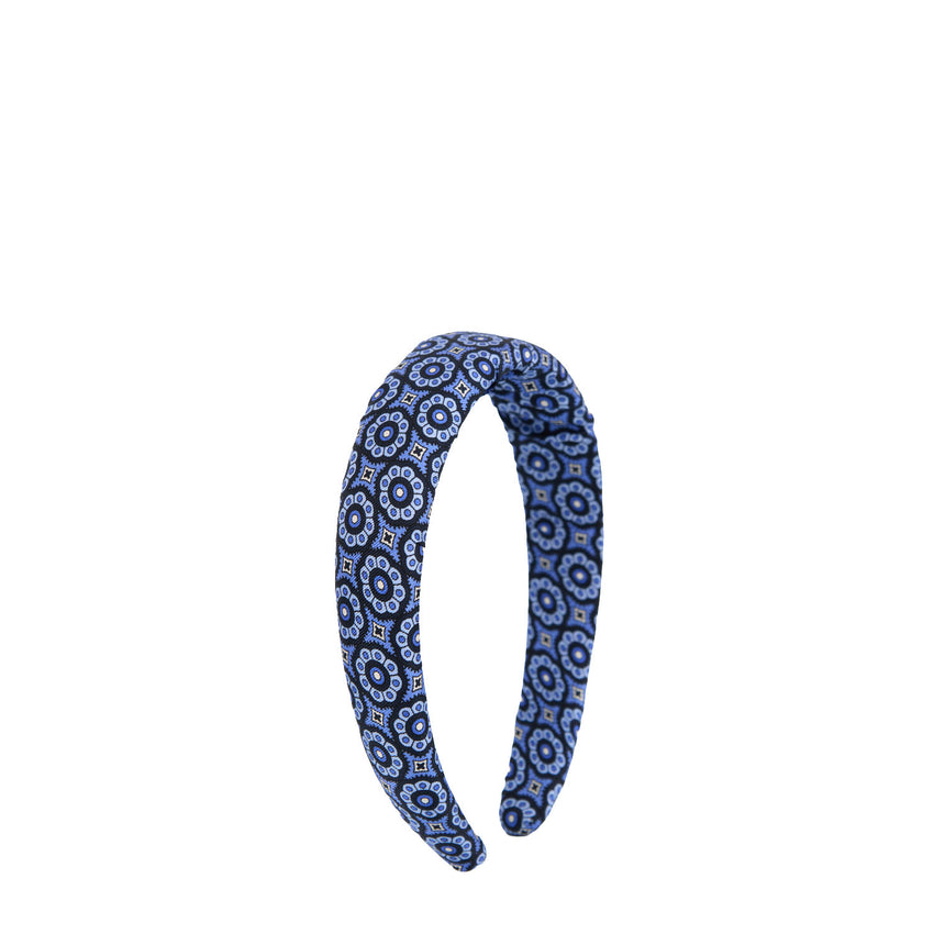 BLUE PRINTED SILK HEADBAND