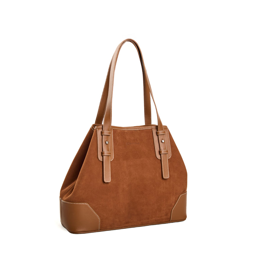 LIGHT BROWN MIDI TOTE BAG