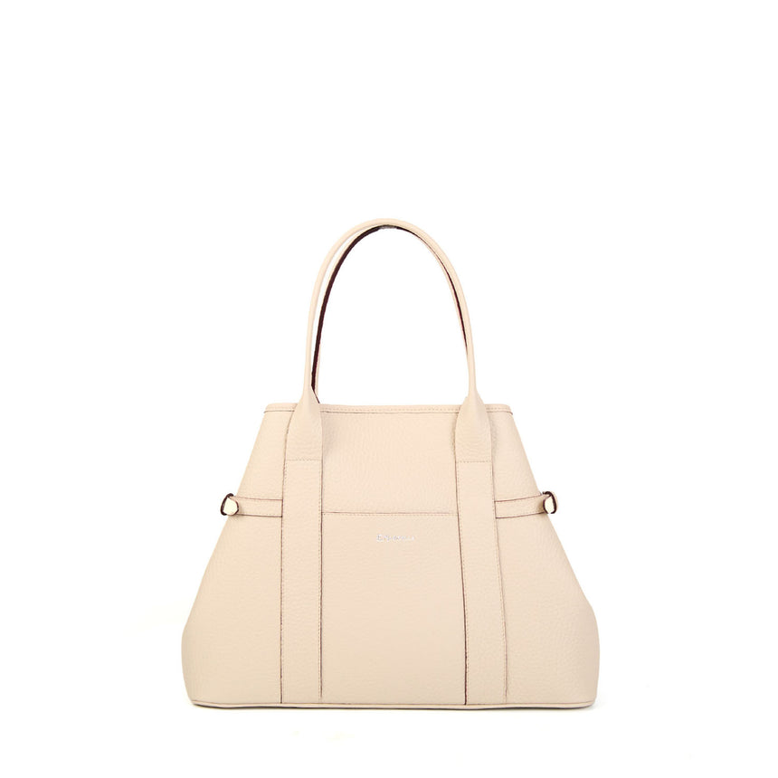 BEIGE MIDI TOTE BAG SIDE BUCKLES