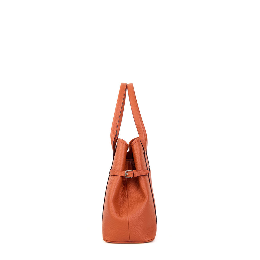 ORANGE MIDI TOTE BAG SIDE BUCKLES