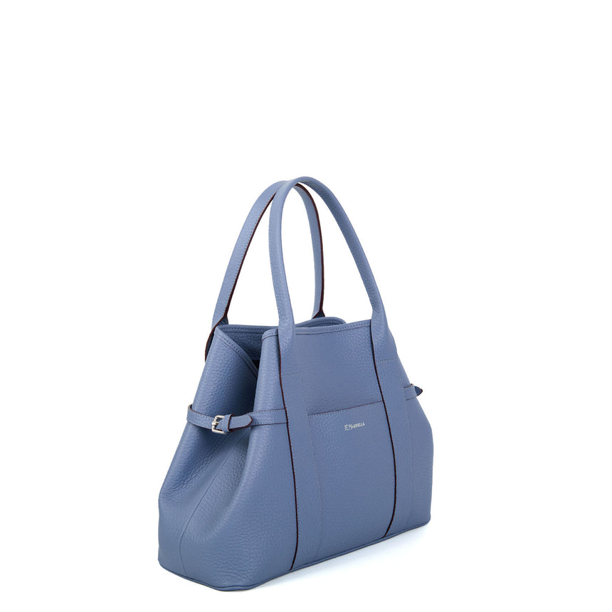 POWDER BLUE MIDI TOTE BAG SIDE BUCKLES