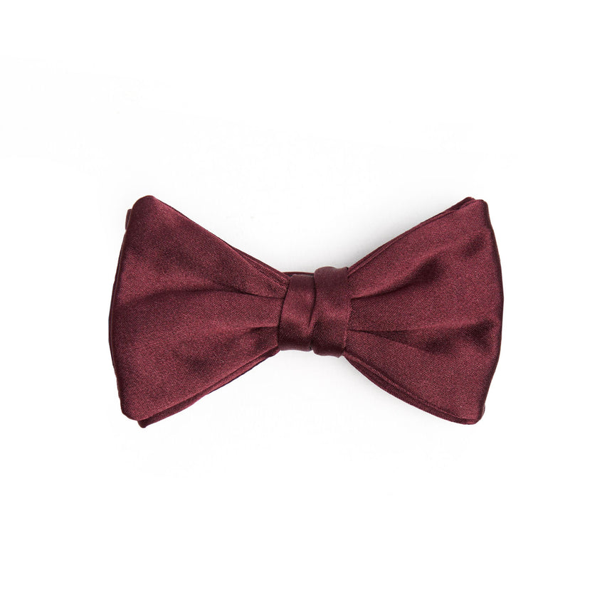BURGUNDY PRE-KNOTTED SILK SATIN BOWTIE