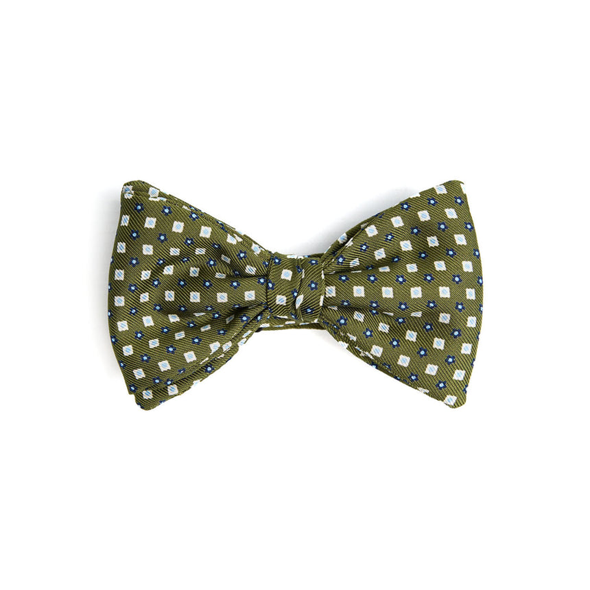 PAPILLON ANNODATO IN SETA VERDE OLIVA