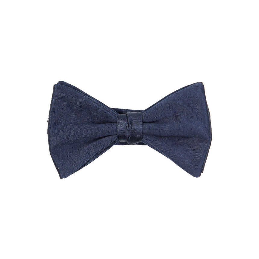 DARK BLUE PRE-KNOTTED SILK SATIN BOWTIE