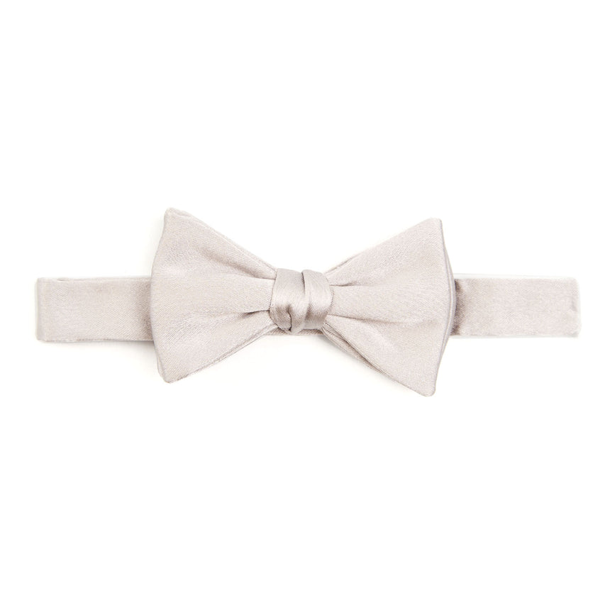LIGHT GREY PRE-KNOTTED SILK SATIN BOWTIE