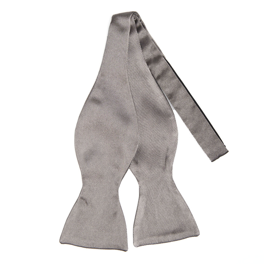 LIGHT GREY SILK SATIN BOWTIE TO SELF-TIE