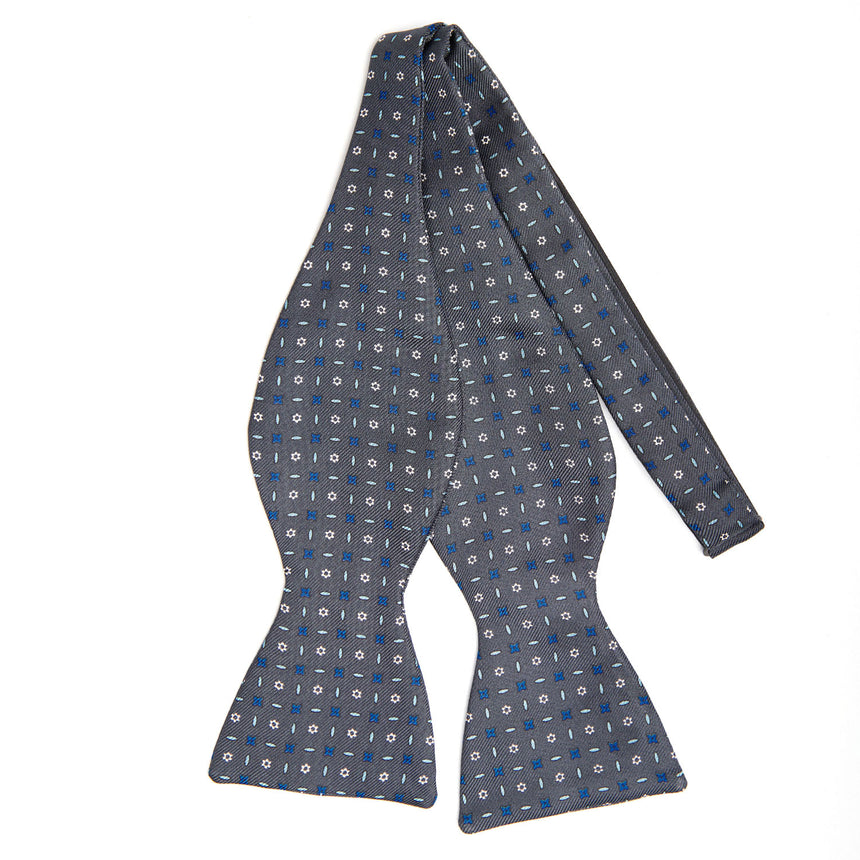 DARK GREY SILK BOWTIE TO SELF-TIE