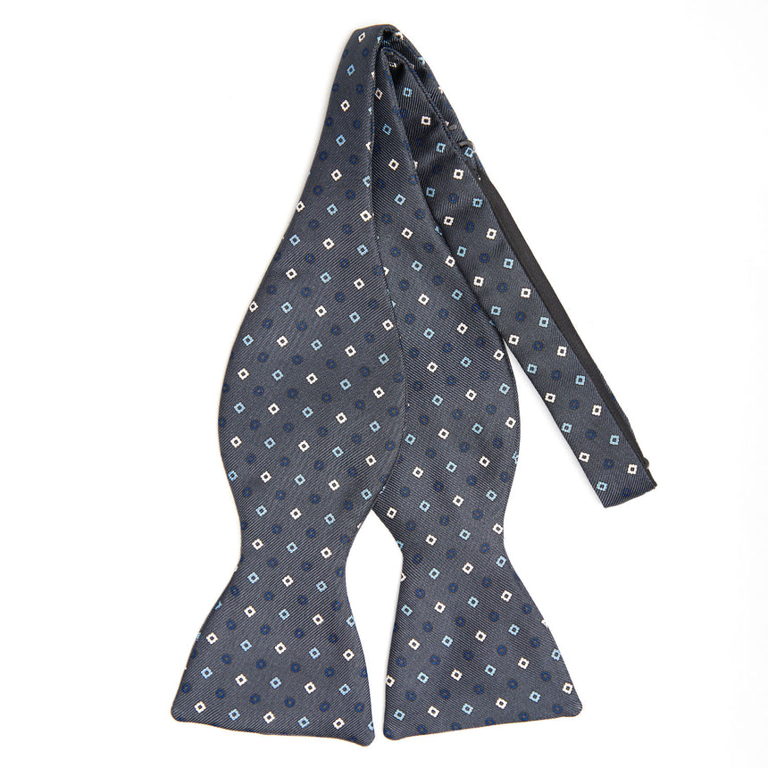 DARK GREY SILK BOWTIE TO SELF-TIE