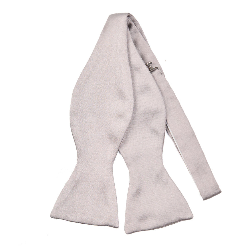 GREY SILK SATIN BOWTIE TO SELF-TIE