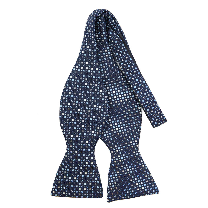 DARK BLUE SILK BOWTIE TO SELF-TIE