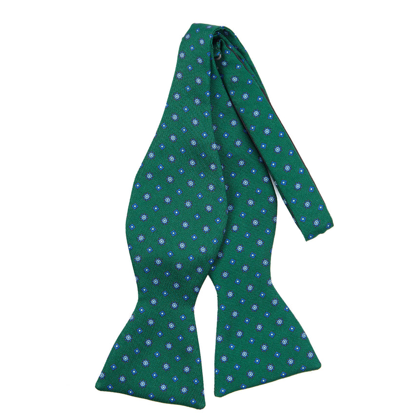 DARK GREEN SILK BOWTIE TO SELF-TIE