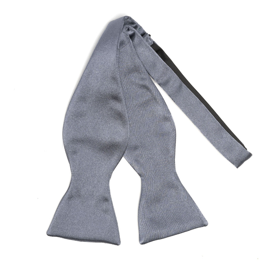 DARK GREY SILK SATIN BOWTIE TO SELF-TIE