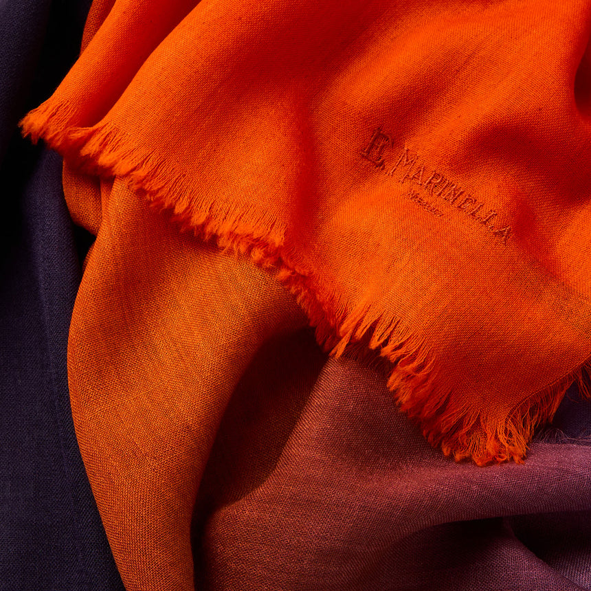 ORANGE AND VIOLET CASHMERE PASHMINA