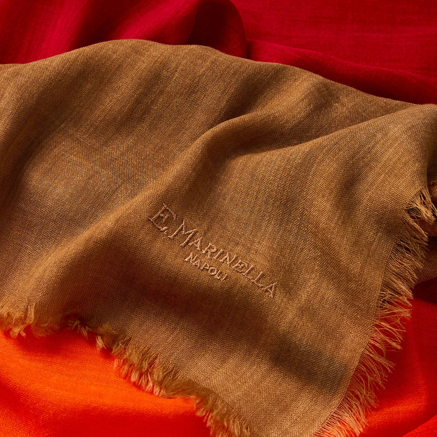 PASHMINA ARANCIONE E MARRONE EFFETTO SFUMATO