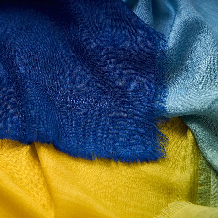 PASHMINA BLU E GIALLA EFFETTO SFUMATO