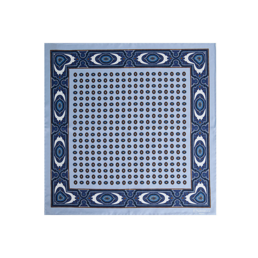 POCHETTE DA TASCHINO IN SETA STAMPATA AZZURRA