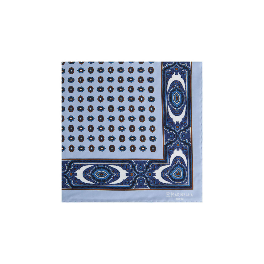 POCHETTE DA TASCHINO IN SETA STAMPATA AZZURRA