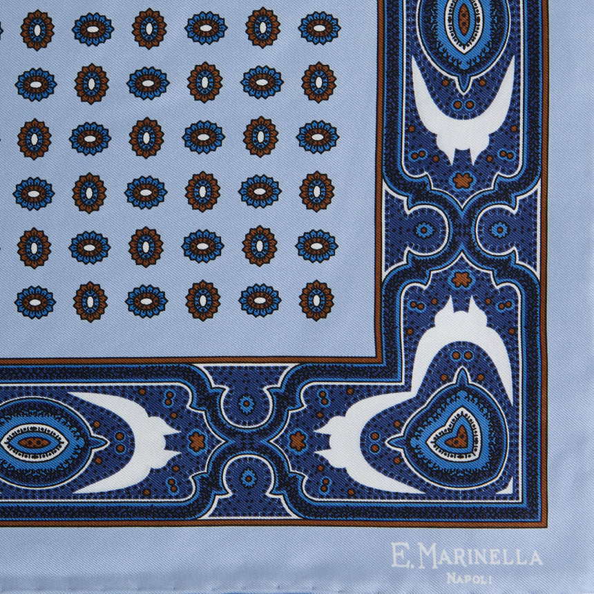 POCHETTE DA TASCHINO IN SETA STAMPATA AZZURRA