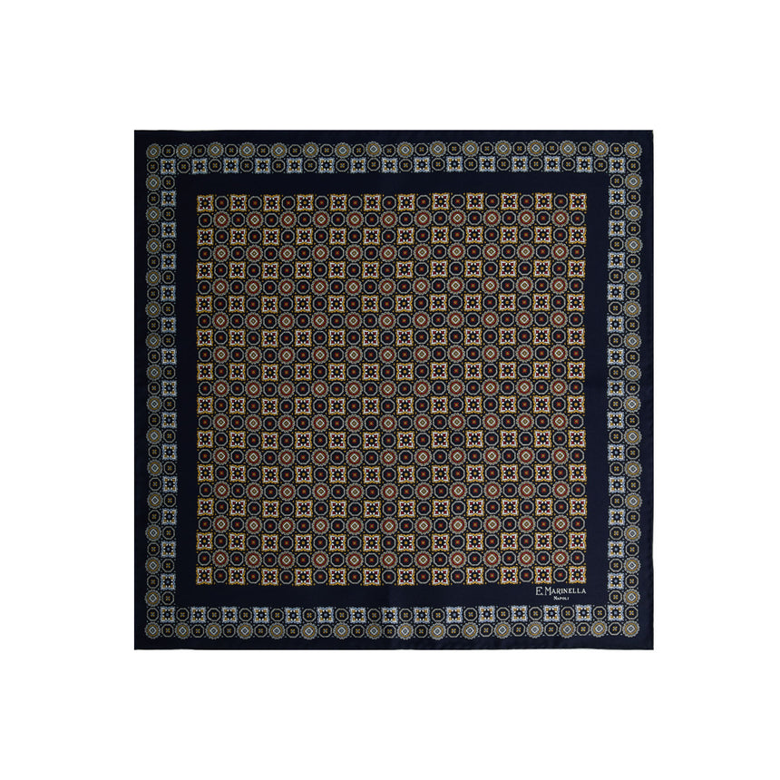 POCHETTE DA TASCHINO IN SETA STAMPATA BLU SCURO