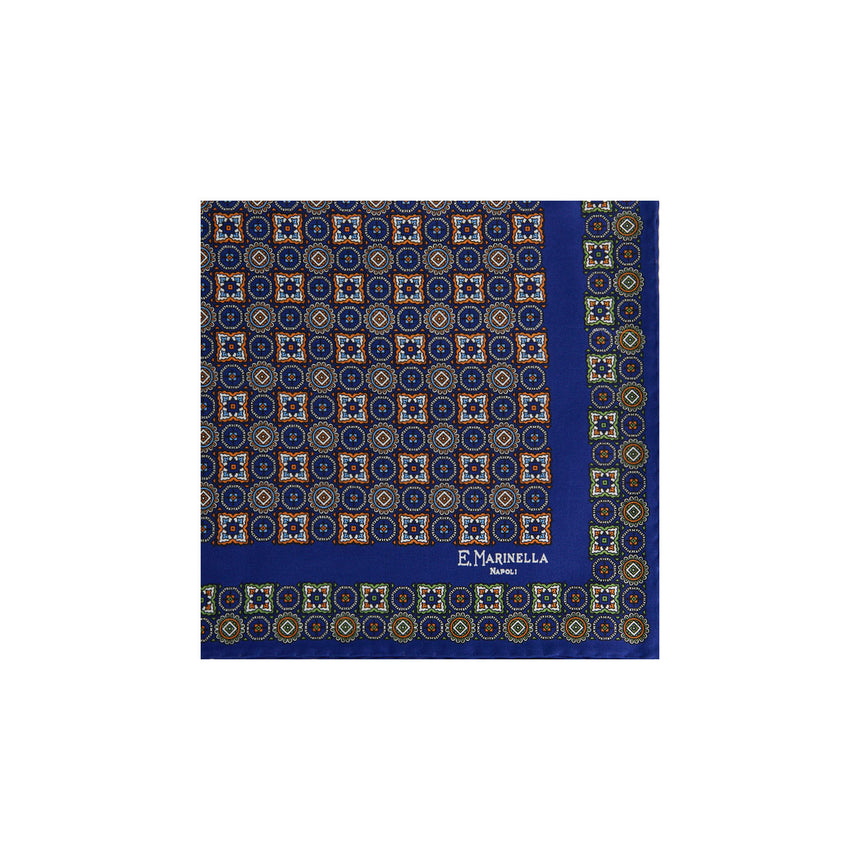 POCHETTE DA TASCHINO IN SETA STAMPATA BLU SCURO