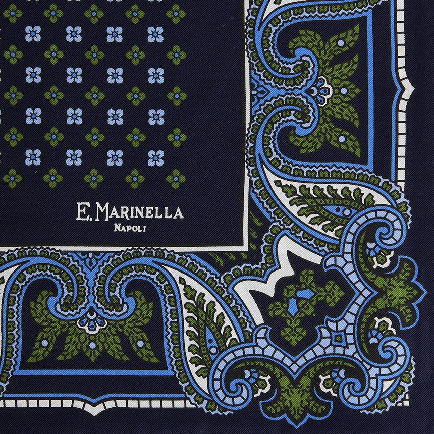 POCHETTE DA TASCHINO IN SETA STAMPATA BLU