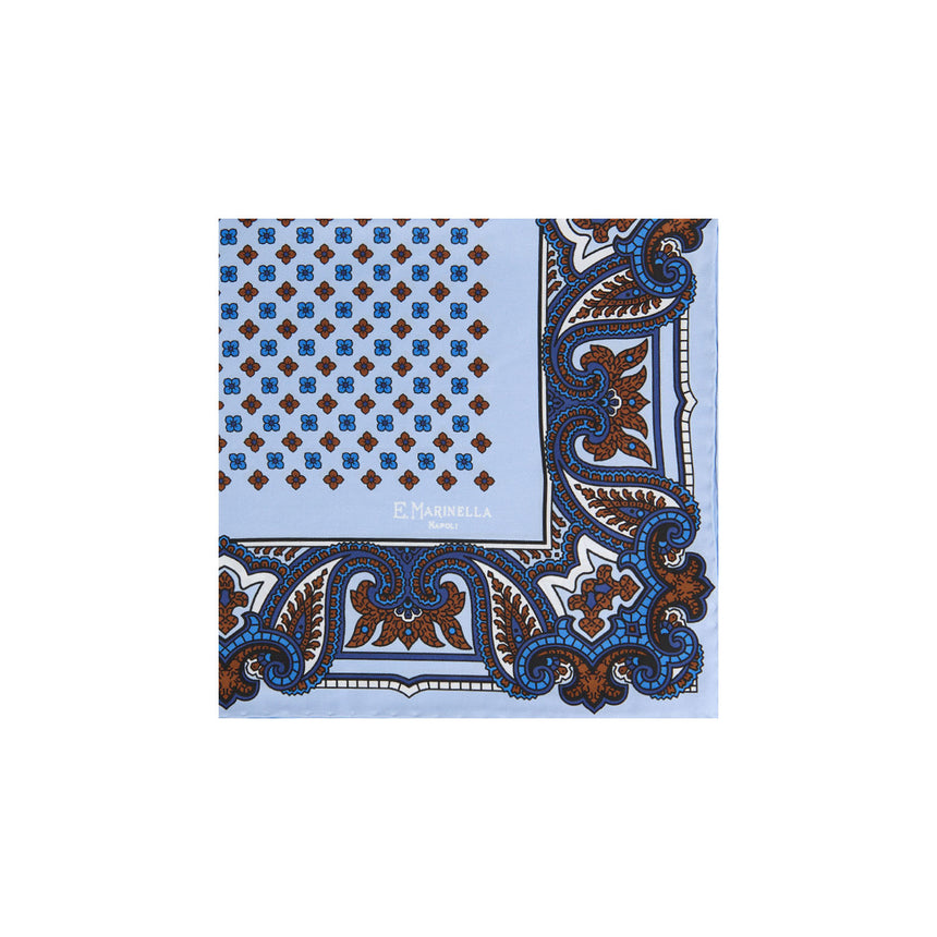 POCHETTE DA TASCHINO IN SETA STAMPATA AZZURRA