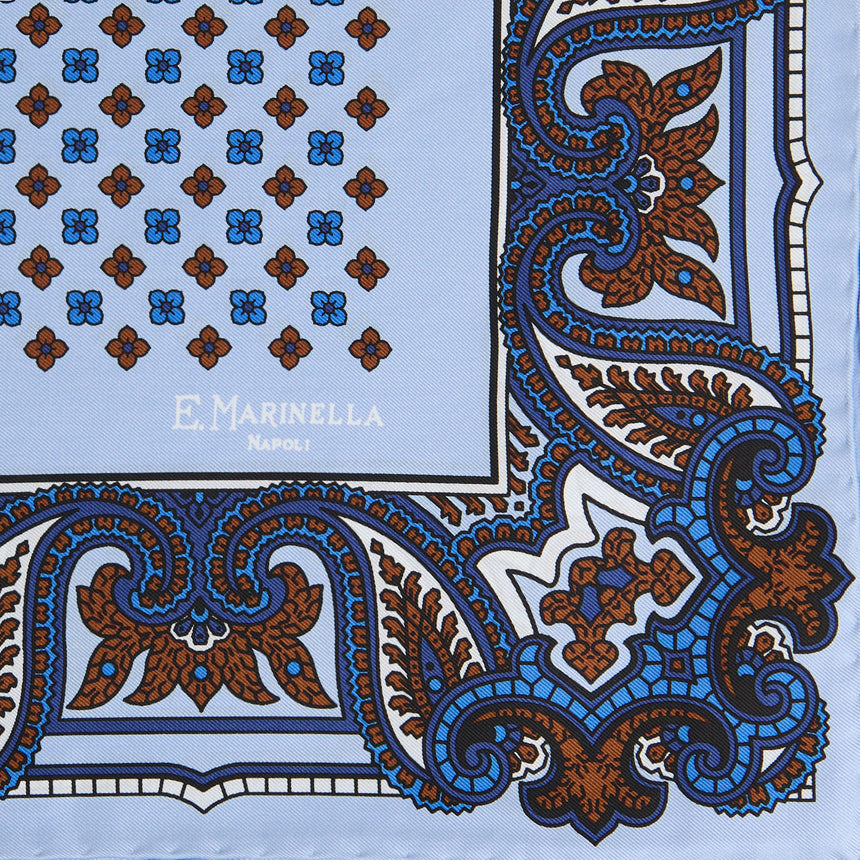 POCHETTE DA TASCHINO IN SETA STAMPATA AZZURRA