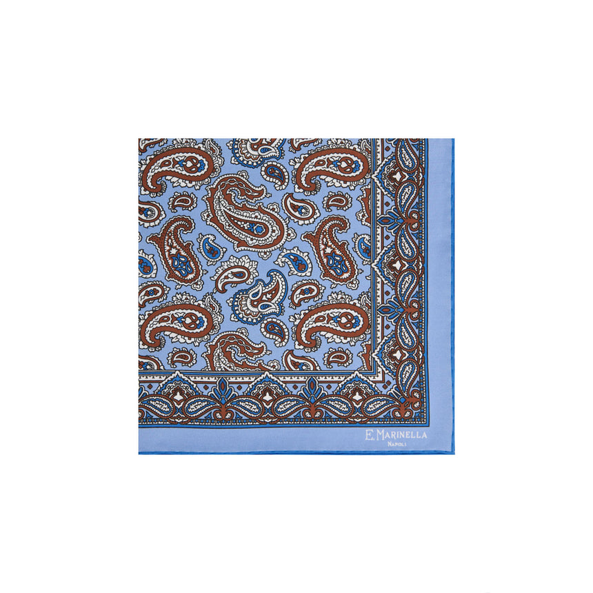 POCHETTE DA TASCHINO IN SETA STAMPATA AZZURRA