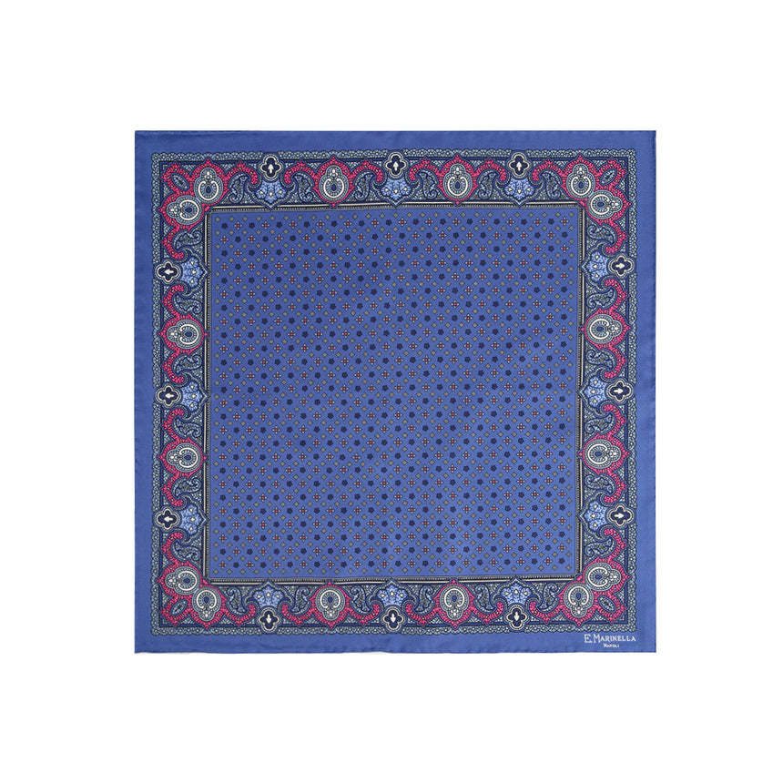 POCHETTE DA TASCHINO IN SETA STAMPATA AZZURRO POLVERE