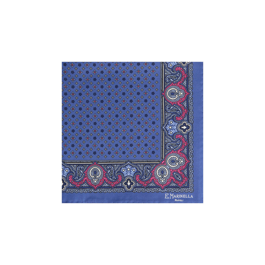 POCHETTE DA TASCHINO IN SETA STAMPATA AZZURRO POLVERE
