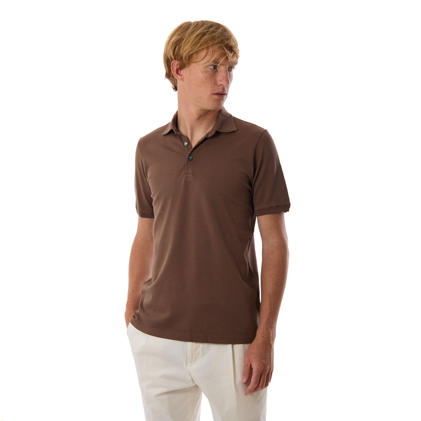 POLO MANICA CORTA MARRONE SCURO