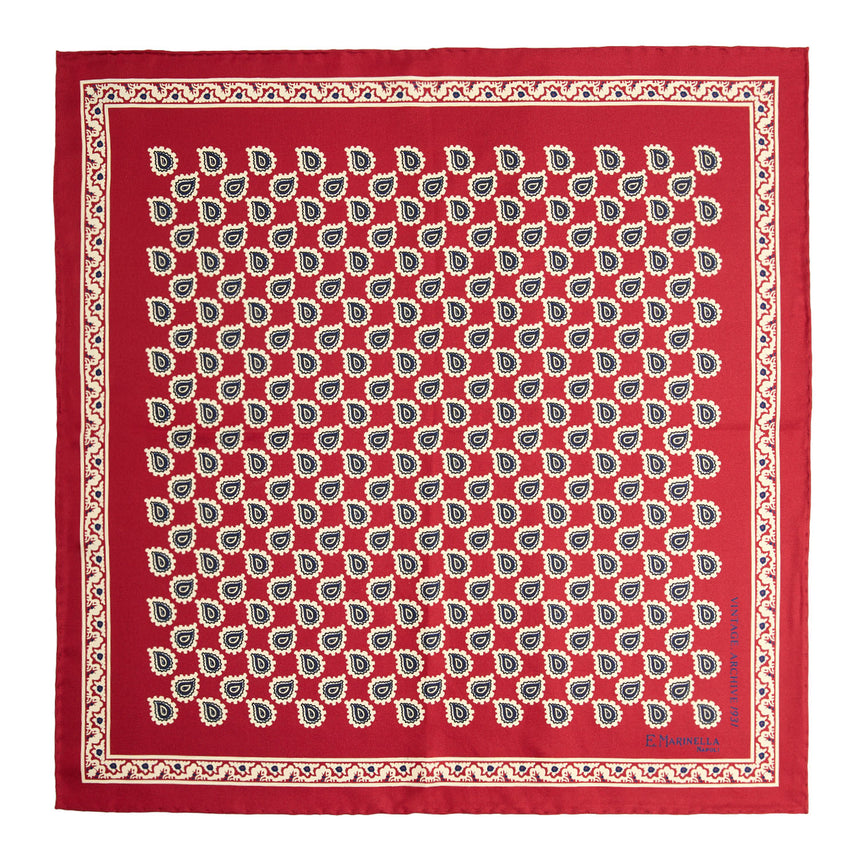 POCHETTE DA TASCHINO IN SETA STAMPATA A MANO BORDEAUX