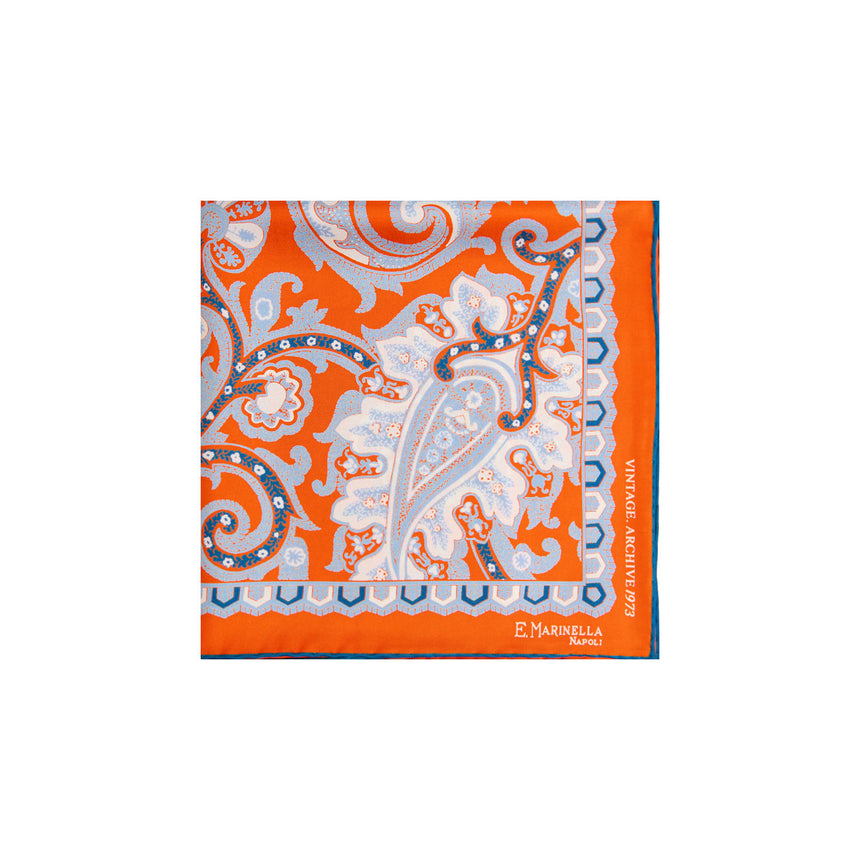 POCHETTE DA TASCHINO IN SETA STAMPATA A MANO ARANCIONE