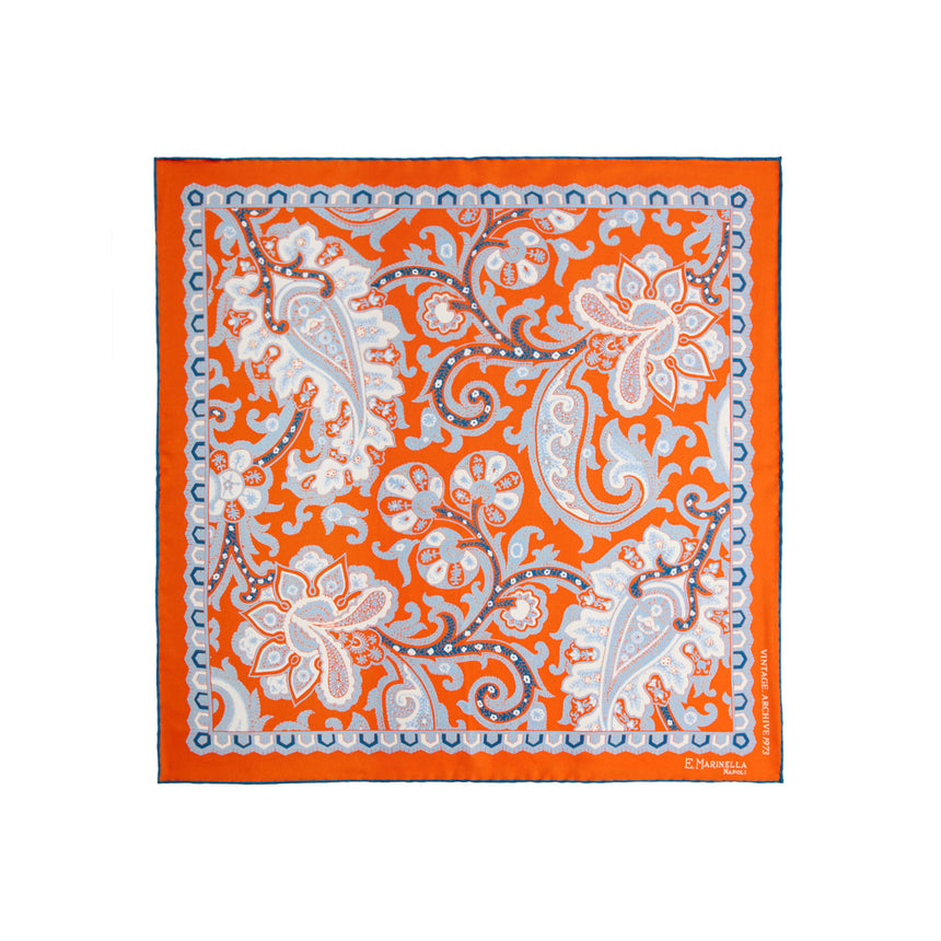 POCHETTE DA TASCHINO IN SETA STAMPATA A MANO ARANCIONE