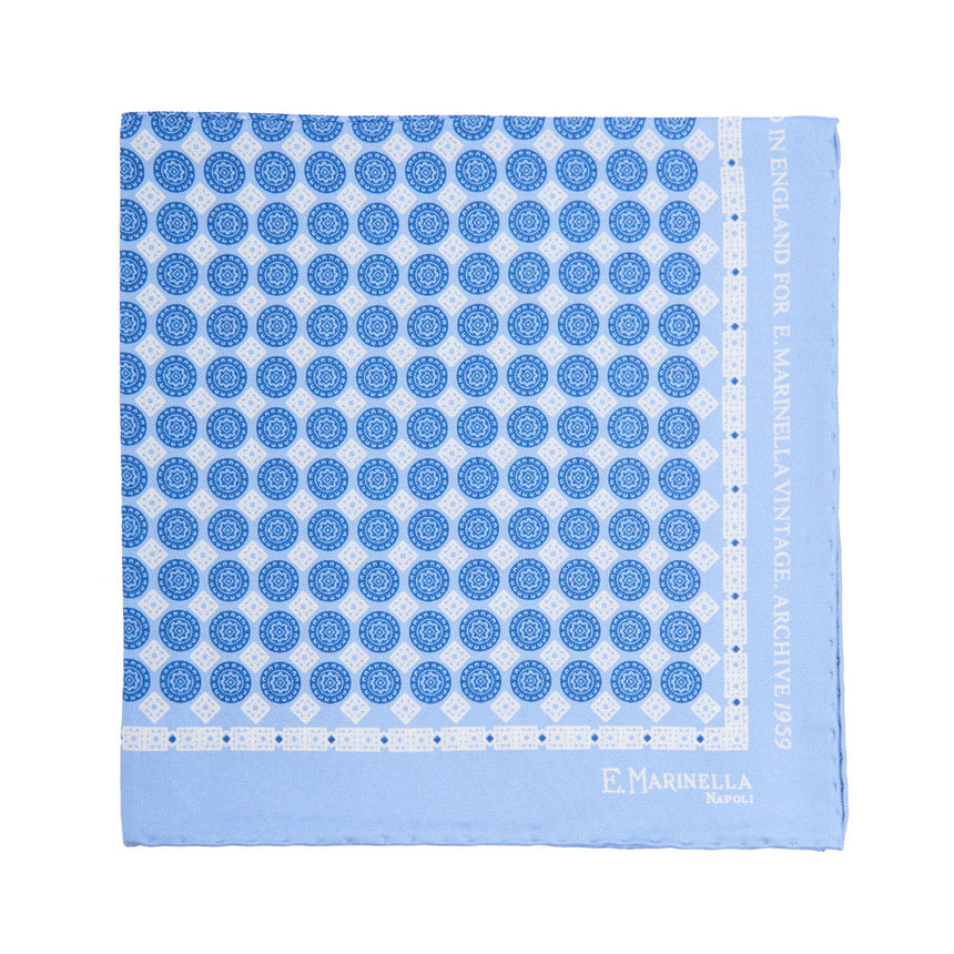 POCHETTE DA TASCHINO IN SETA STAMPATA A MANO AZZURRO