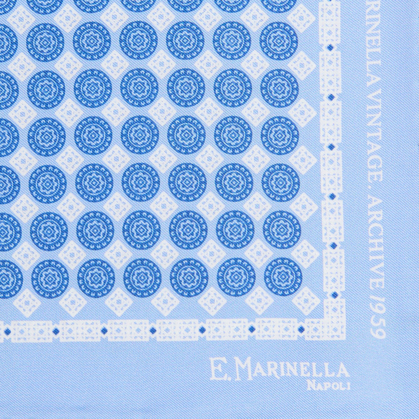 POCHETTE DA TASCHINO IN SETA STAMPATA A MANO AZZURRO