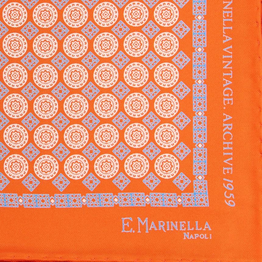 POCHETTE DA TASCHINO IN SETA STAMPATA A MANO ARANCIONE