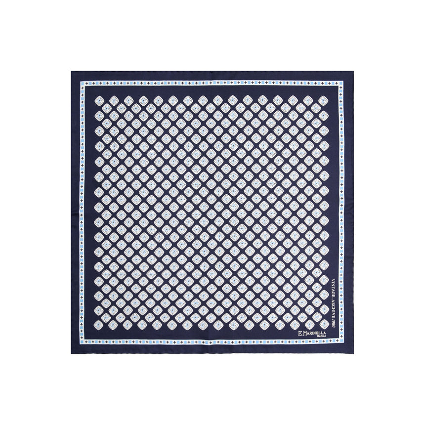 POCHETTE DA TASCHINO IN SETA STAMPATA A MANO BLU SCURO