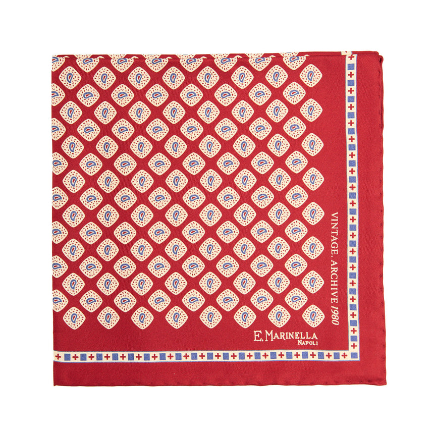 POCHETTE DA TASCHINO IN SETA STAMPATA A MANO BORDEAUX