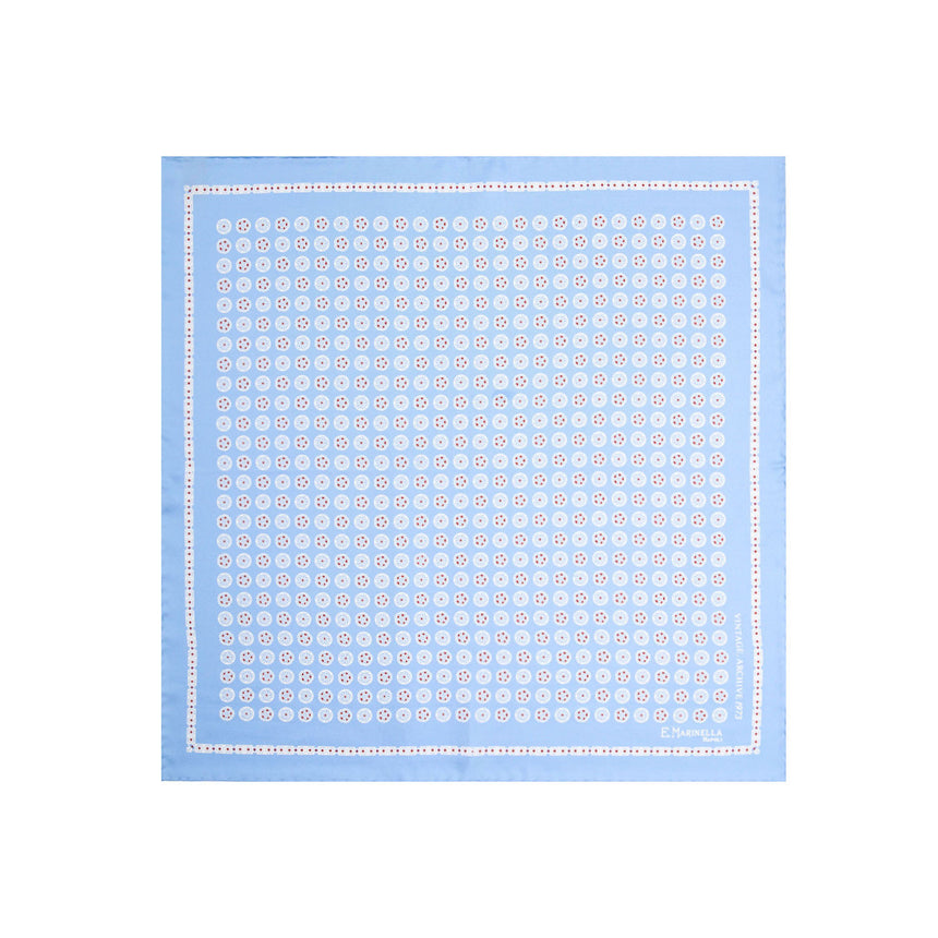 POCHETTE DA TASCHINO IN SETA STAMPATA A MANO AZZURRA