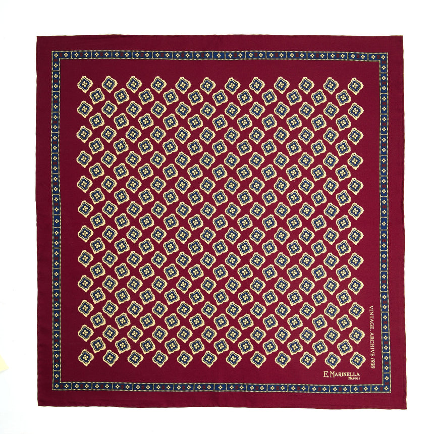 POCHETTE DA TASCHINO IN SETA STAMPATA A MANO BORDEAUX