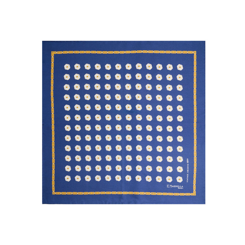 POCHETTE DA TASCHINO IN SETA STAMPATA A MANO BLU