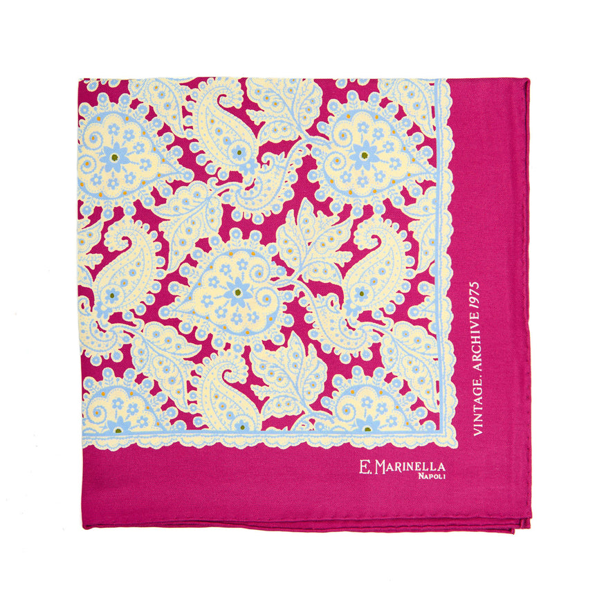 POCHETTE DA TASCHINO IN SETA STAMPATA A MANO FUCSIA