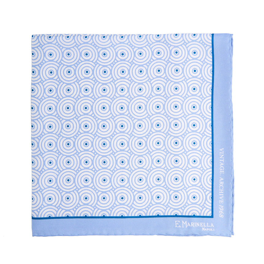 POCHETTE DA TASCHINO IN SETA STAMPATA A MANO AZZURRA