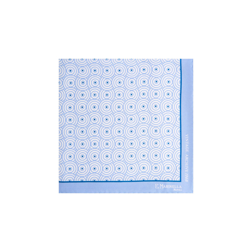 POCHETTE DA TASCHINO IN SETA STAMPATA A MANO AZZURRA